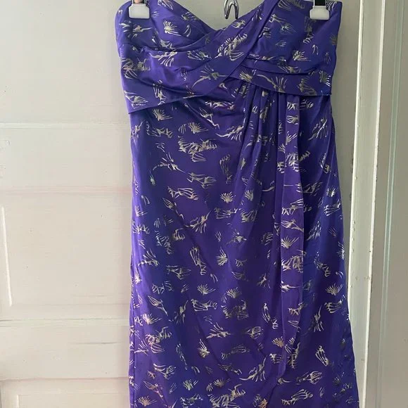 Nicole Miller Dresses | Nicole Miller Purple & Gold Strapless Party Dress | Color: Gold/Purple | Size: S | Clotheslinesaga's Closet